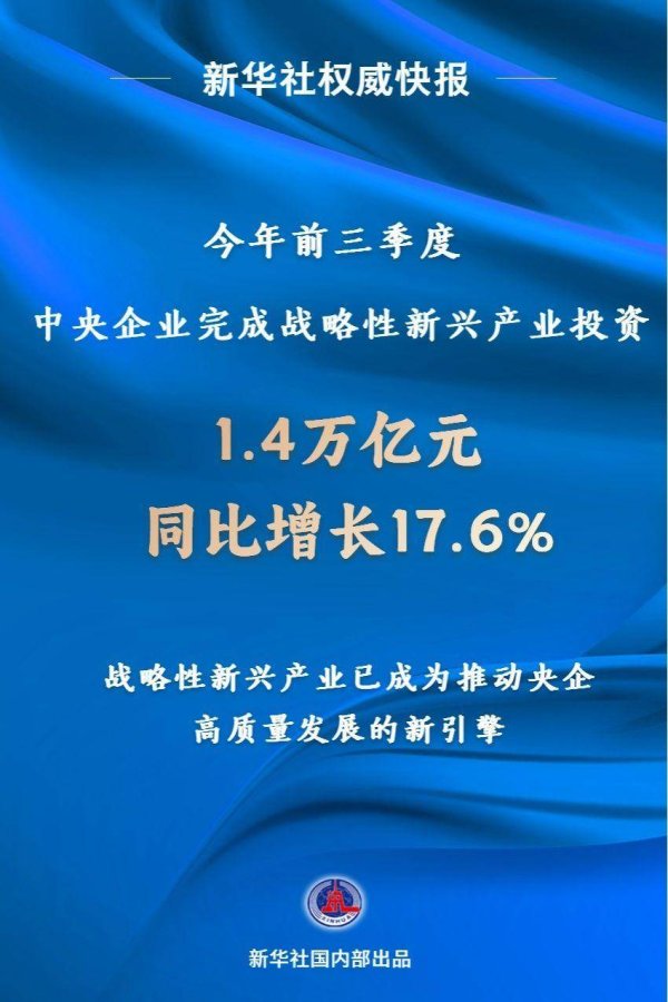 股票配资平台什么意思 前三季度央企完成战略性新兴产业投资1.4万亿，同比增长17.6%